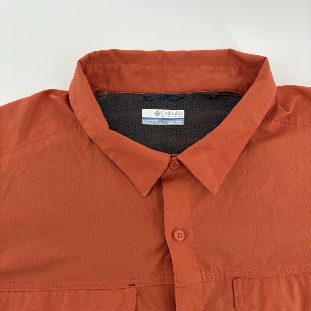 Columbia Shirt mens XXL Orange Omni Shade Short Sleeve Button Up Outdoor Vented